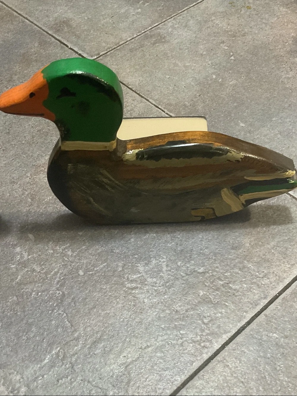 Handcrafted Wooden Duck Bookends in Green and Brown